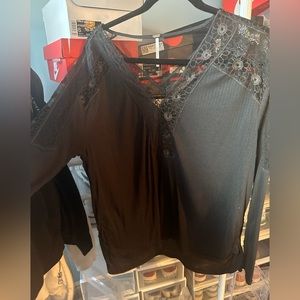 Free People long flowy top. Lace and mesh details.